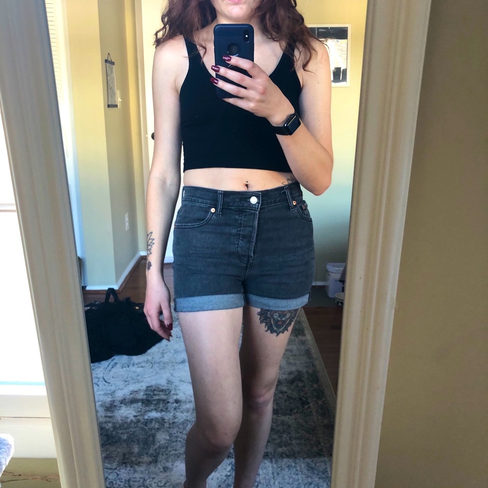 Black Levi High Waisted Wedgie Shorts